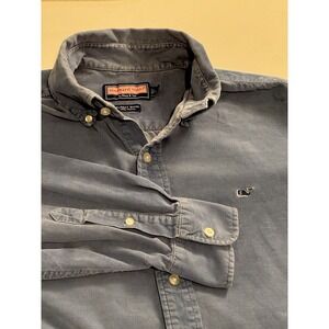 Vineyard Vines Murray Shirt Dusty Slate Blue Micro Cord Button Down Whale L